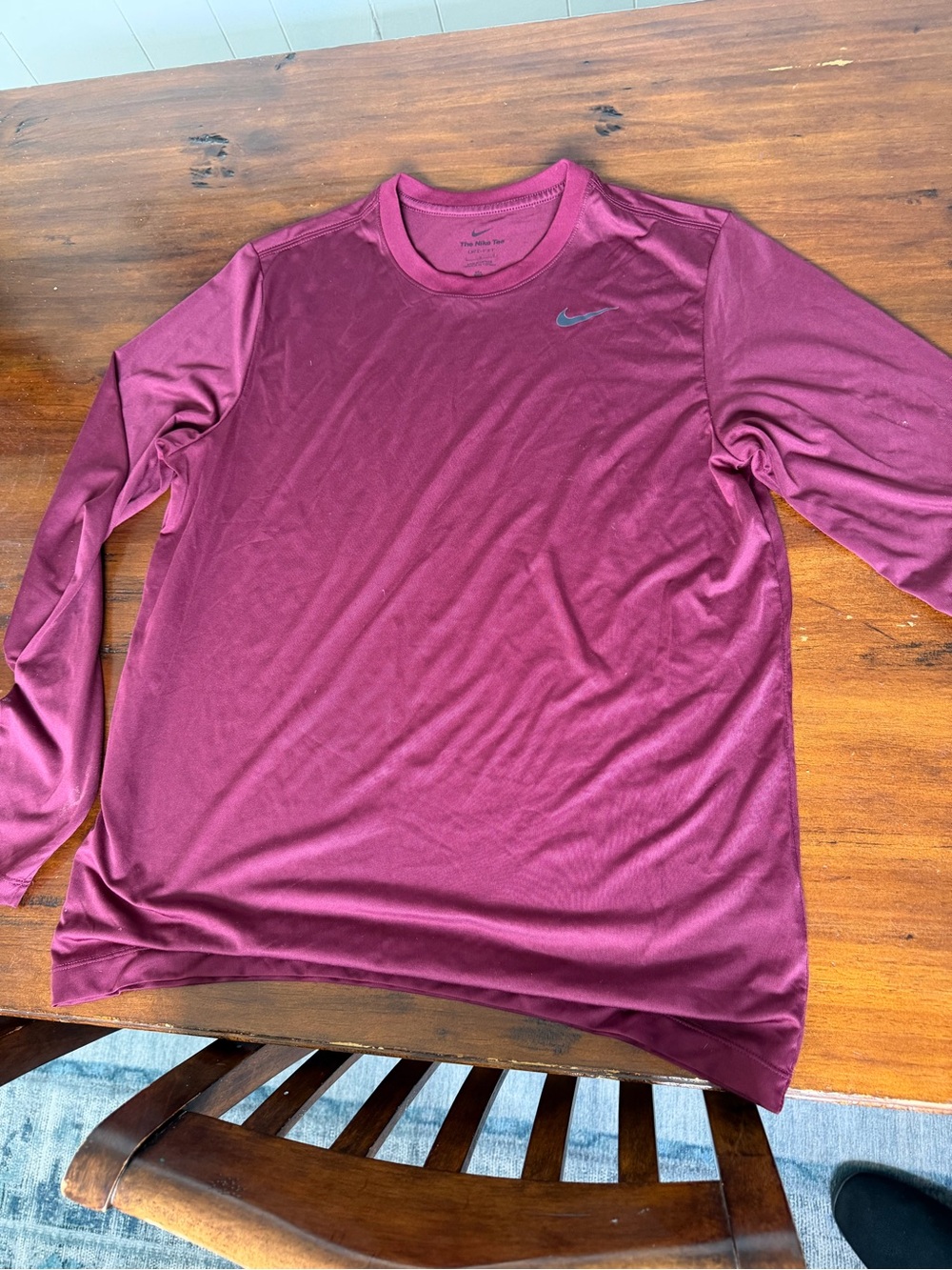 Nike Men’s Long-Sleeve Maroon Performance Crew Shirt